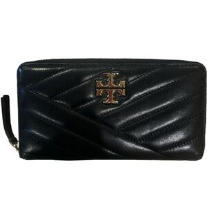 EUC TORY BURCH QUILTED BLACK ZIPPERED WALLET